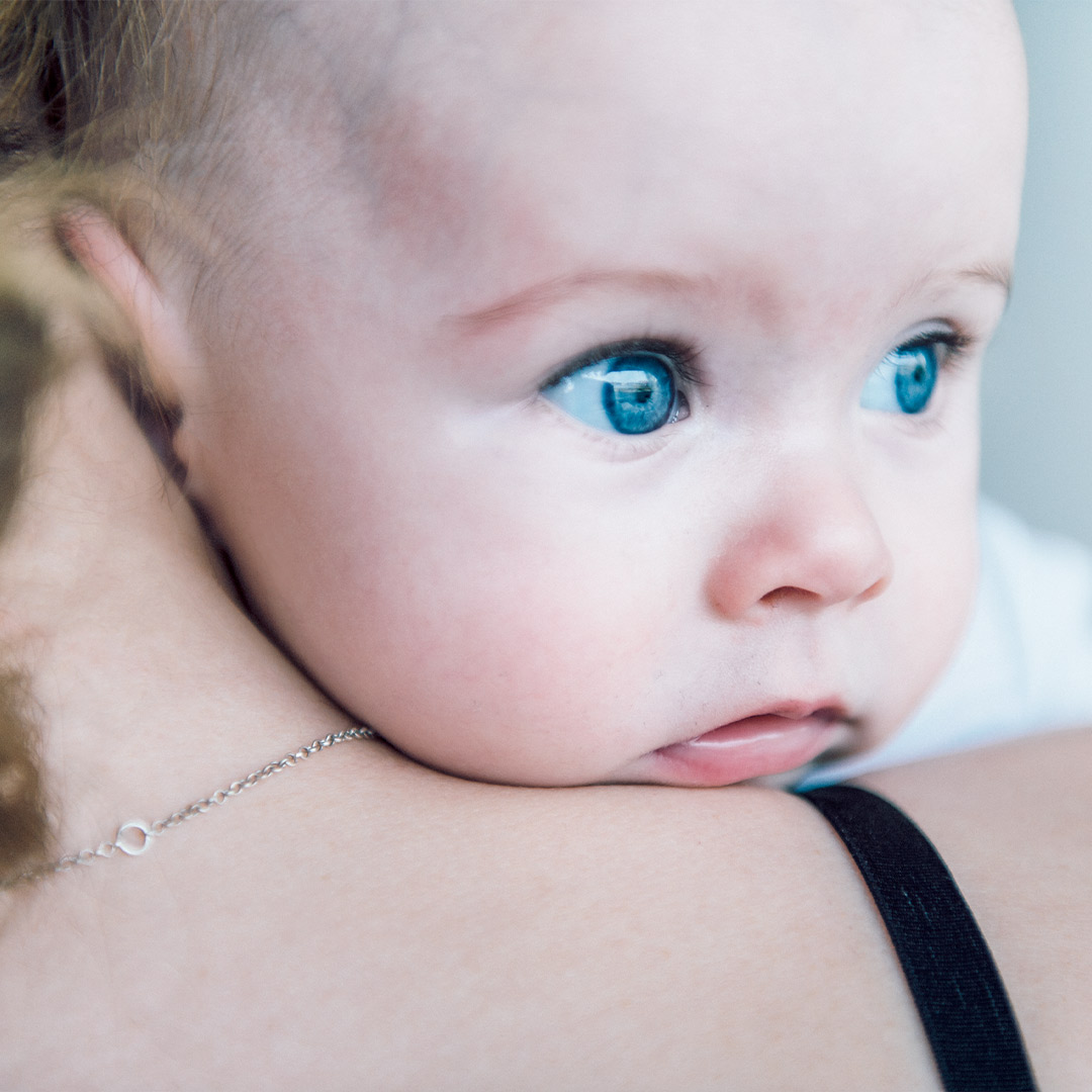 Banner baby on shoulder