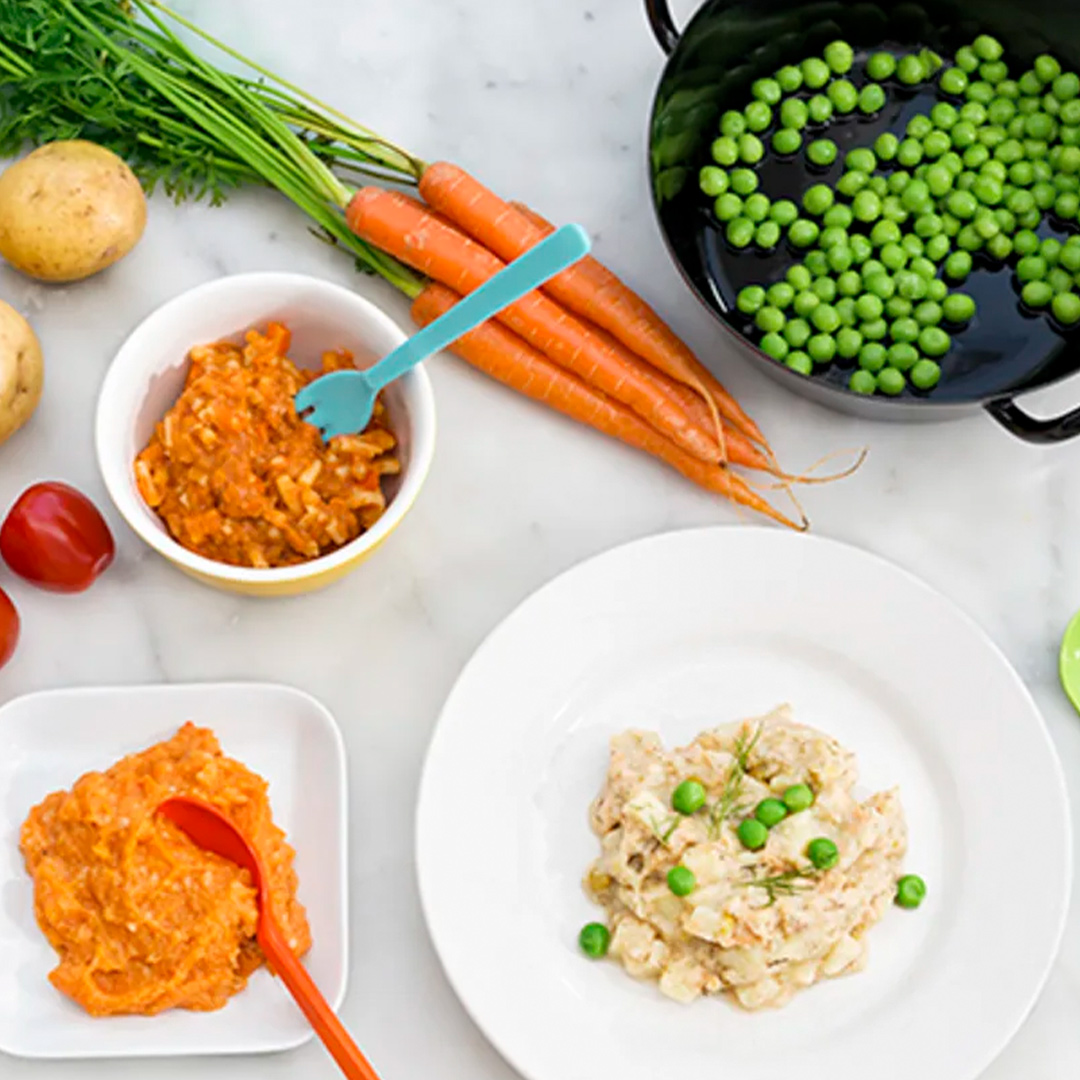 Banner baby food on plates