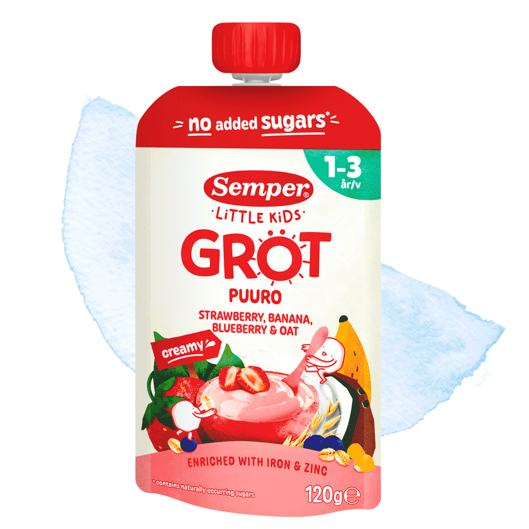 grötklämmis Little Kids Jordgubb, banan, blåbär & havre