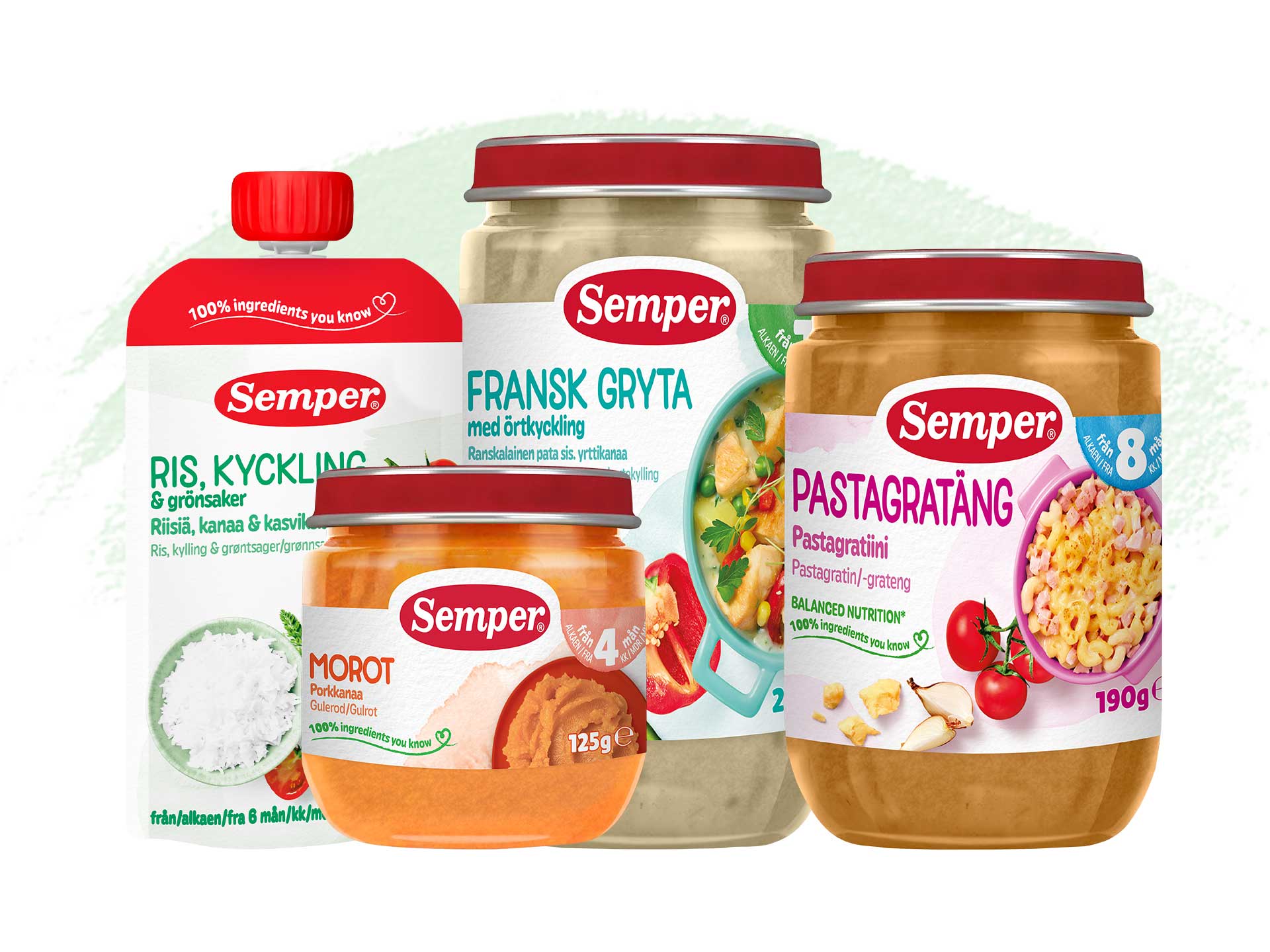 Semper meals in pouch and in jars