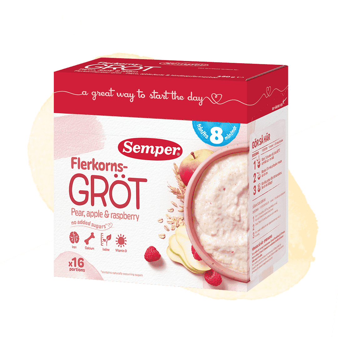 Flerkornsgröt pear, apple raspberry 8m