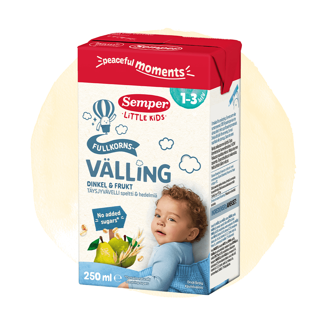 Drickfärdig fullkornsvälling dinkel & frukt 1-3 år, 250ml