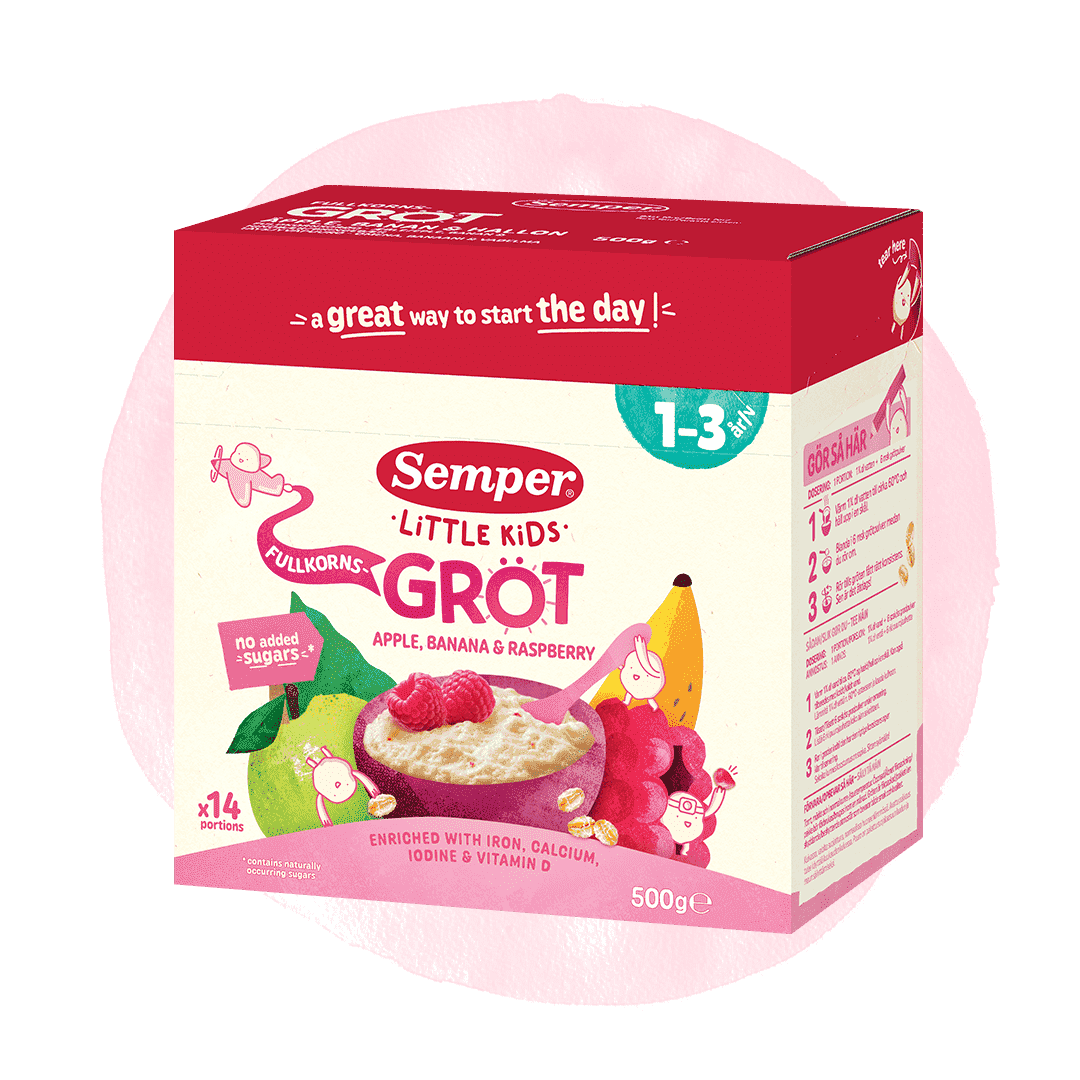 Fullkornsgröt apple, banana & raspberry 1-3 år