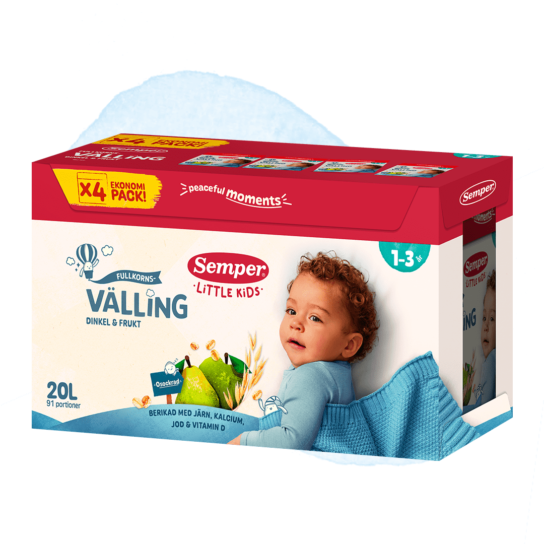 Fullkornsvälling dinkel & frukt 1-3 år, 20 liter