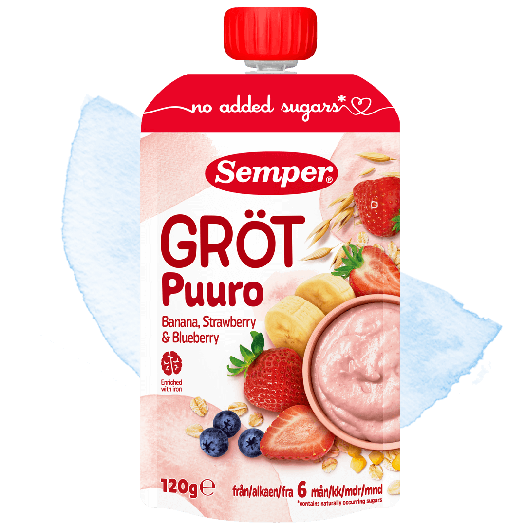 Grötklämmis Banan, jordgubb & blåbär