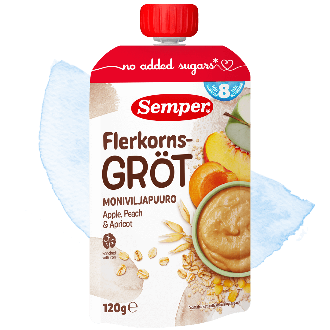 Grötklämmis Flerkornsgröt äpple, persika & aprikos