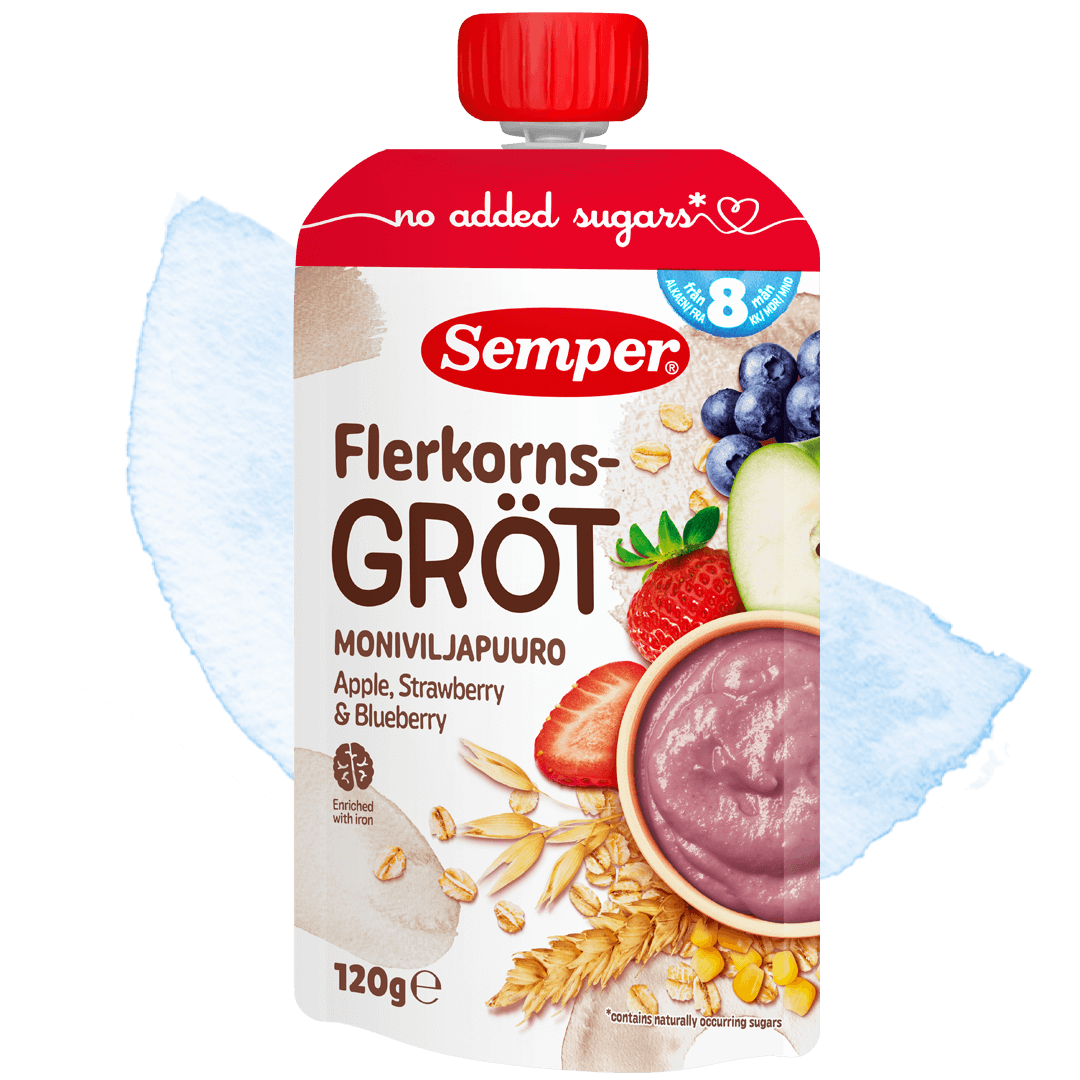 Grötklämmis Flerkornsgröt äpple, jordgubb & blåbär