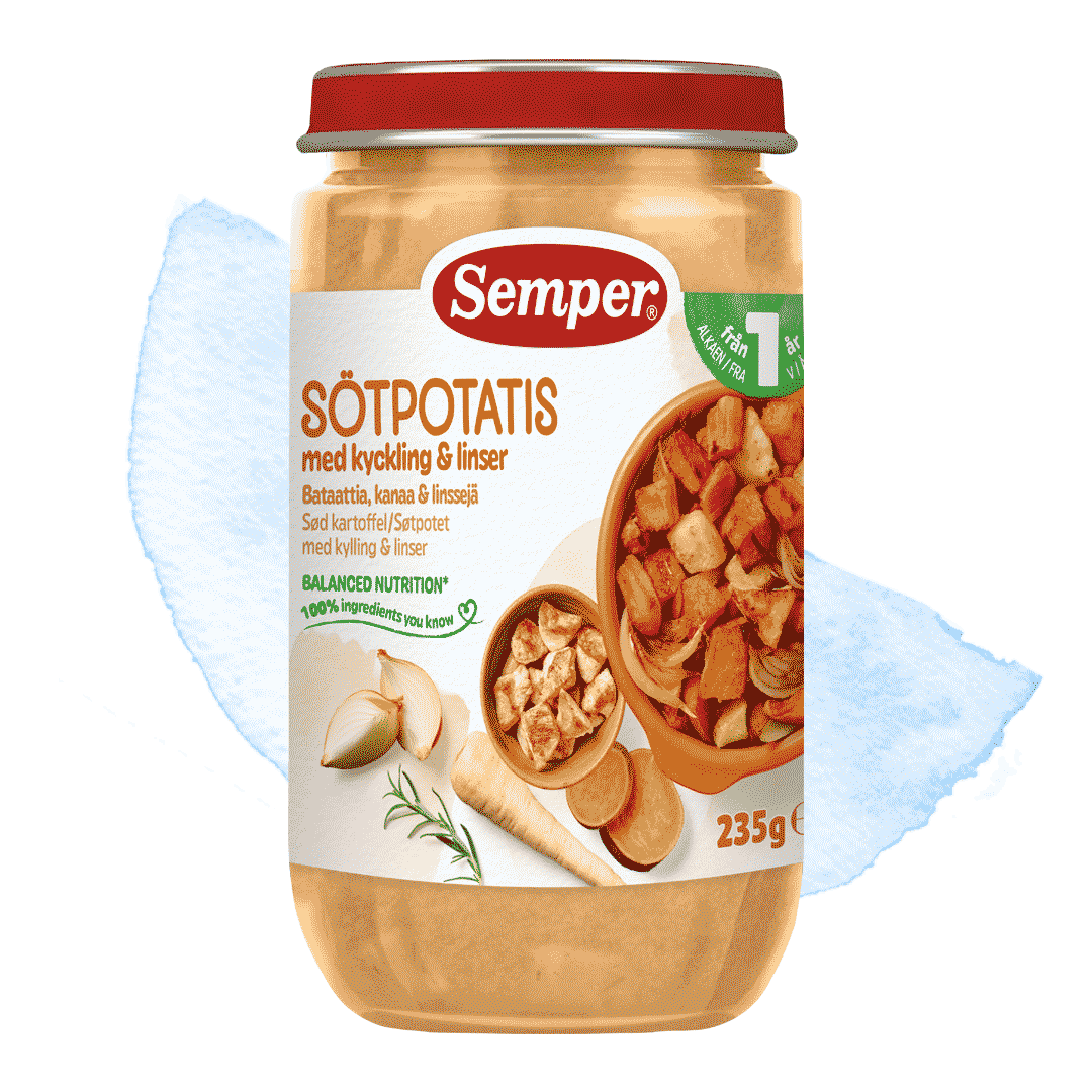 Sötpotatis med kycling & linser från 12 mån från Semper Barnmat