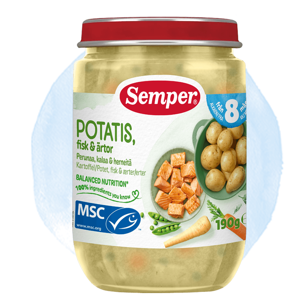 Potatis, fisk & ärtor 8 månader från Semper Barnmat